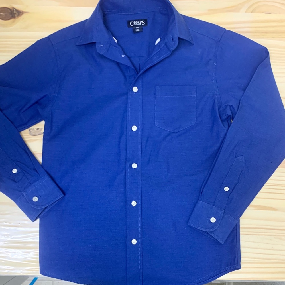 Chaps Boys Royal Blue Long Sleeve Shirt Size 10